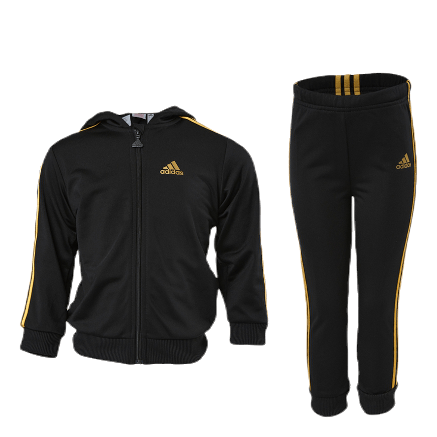 Shiny Hooded Jogger Set Infant Black Gold adidas Runforest