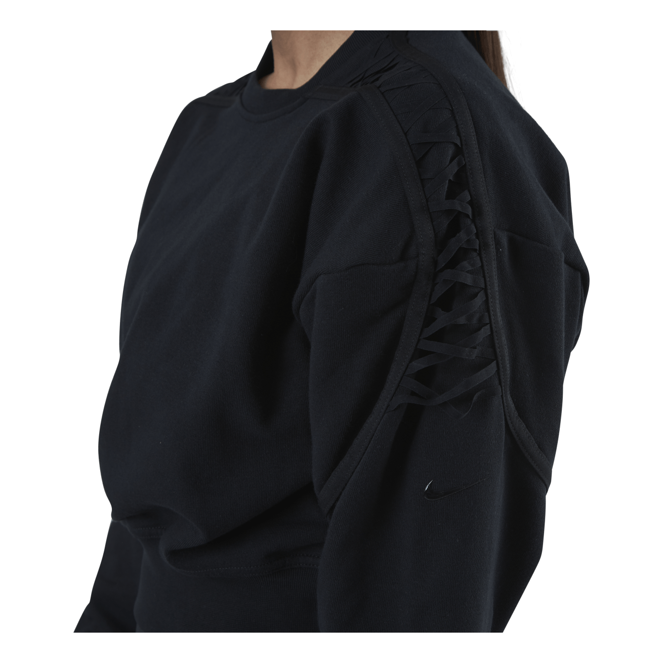 Therma Cropped Fleece LS Crew Black