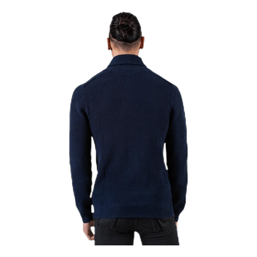 Davis Knit Shawl Neck Blue