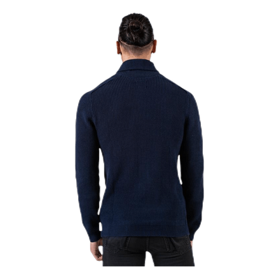 Davis Knit Shawl Neck Blue