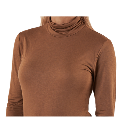 Lela Life L/S Rollneck Top Jrs Brown