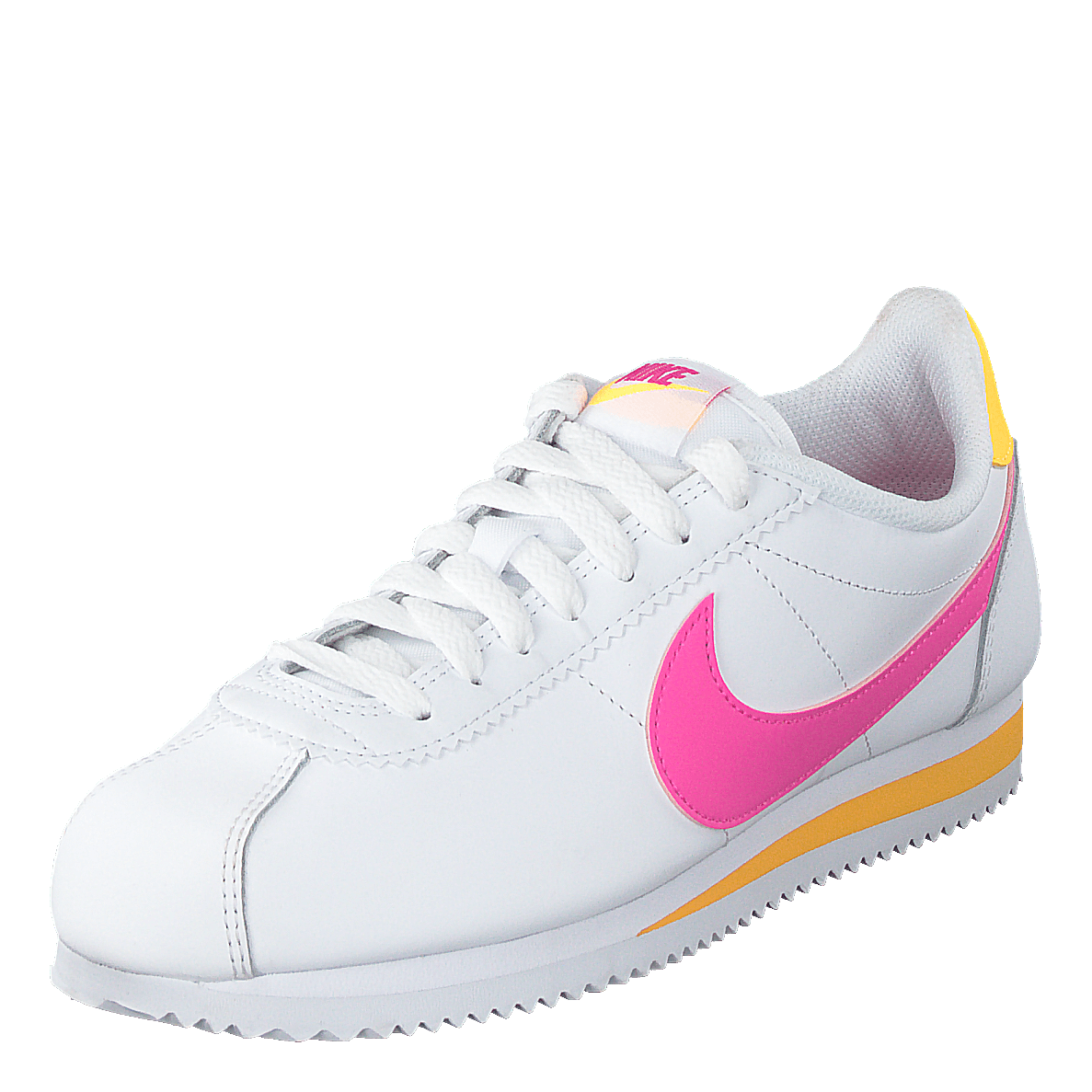 Wmns Classic Cortez Leather White/laser Fuchsia-orange