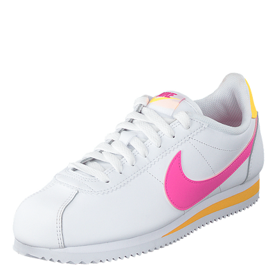 Wmns Classic Cortez Leather White/laser Fuchsia-orange