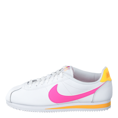 Wmns Classic Cortez Leather White/laser Fuchsia-orange