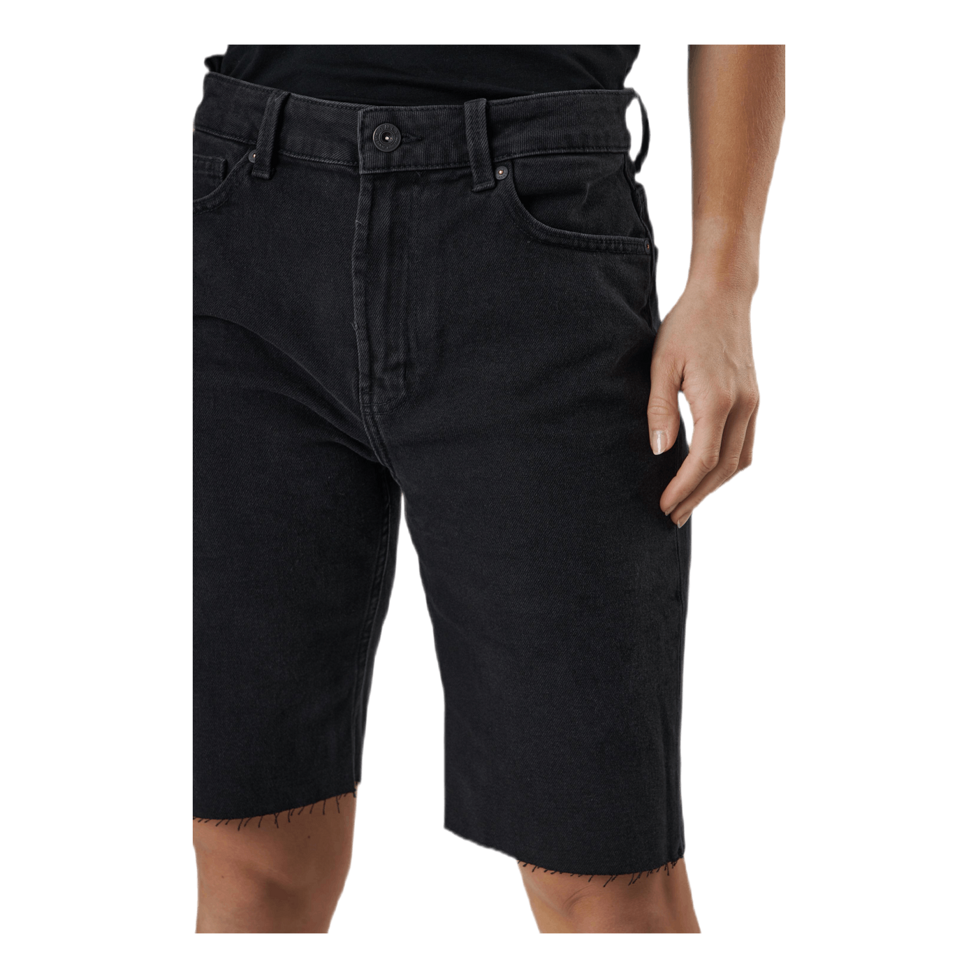 Emily Hw Long Shorts Raw Bb Mas0033 Black