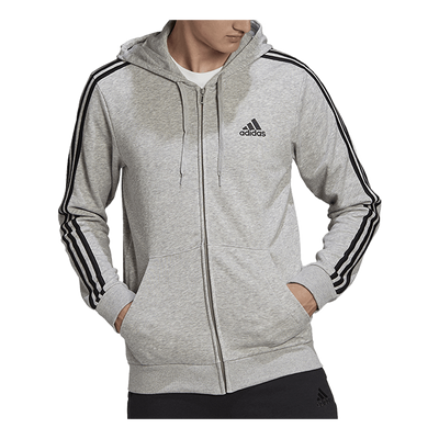 3 Stripe Ft Zip Hoodie Tall Medium Grey Heather / White