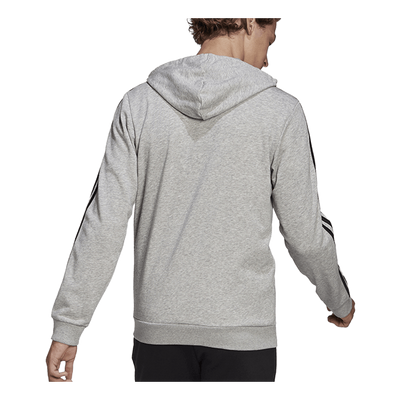 3 Stripe Ft Zip Hoodie Tall Medium Grey Heather / White