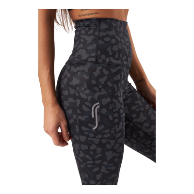 High Waist Tights - Side Pocke Leopard