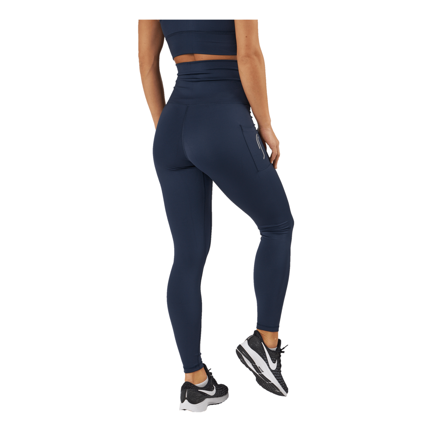 High Waist Tights - Side Pocke Dark Blue