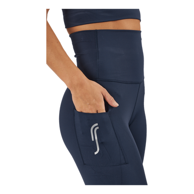 High Waist Tights - Side Pocke Dark Blue