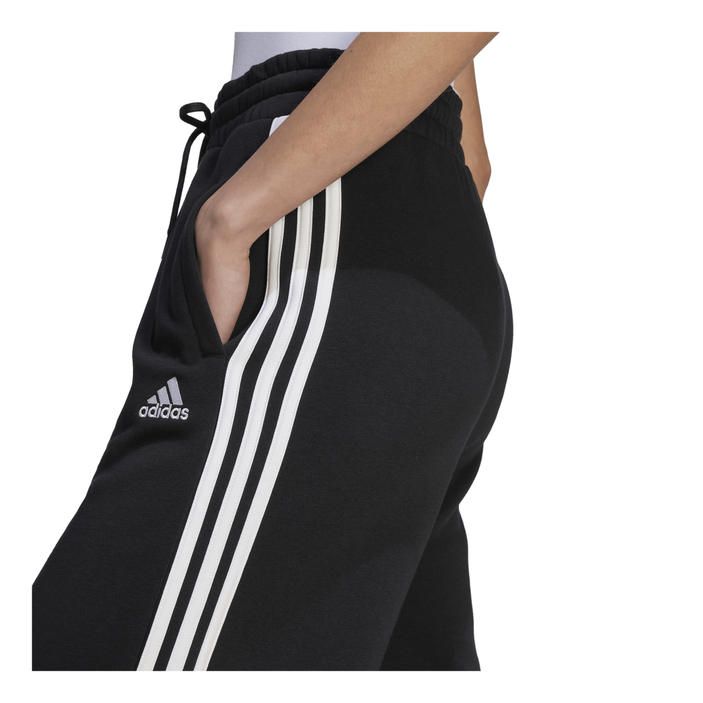 Essentials 3-Stripes French Terry Wide Joggers Black / White