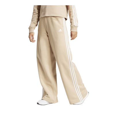 Essentials 3-Stripes Fleece Wide Joggers Beige