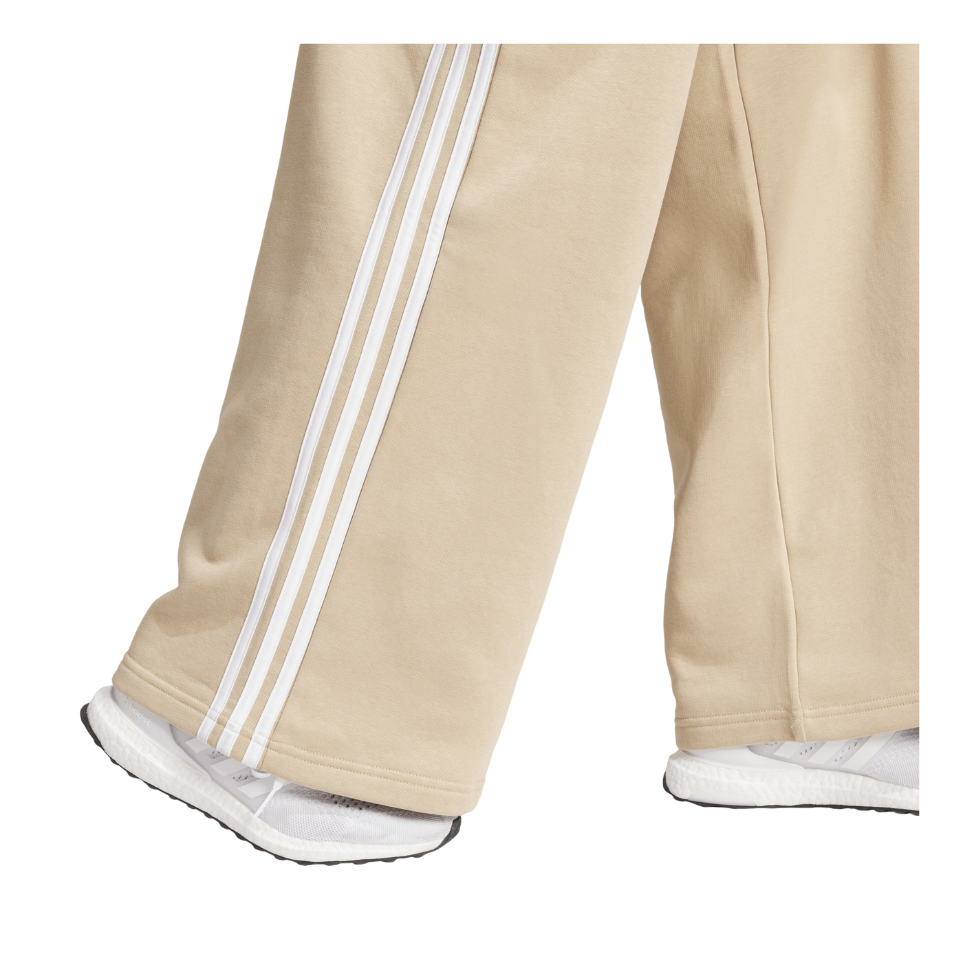 Essentials 3-Stripes Fleece Wide Joggers Beige