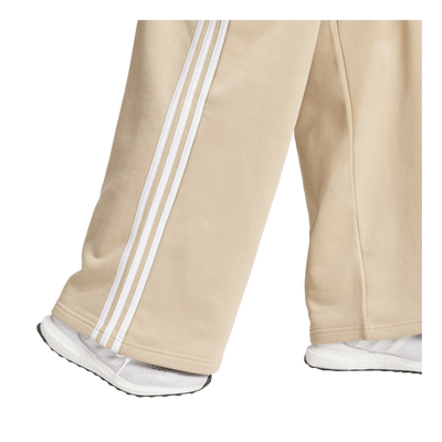 Essentials 3-Stripes Fleece Wide Joggers Beige