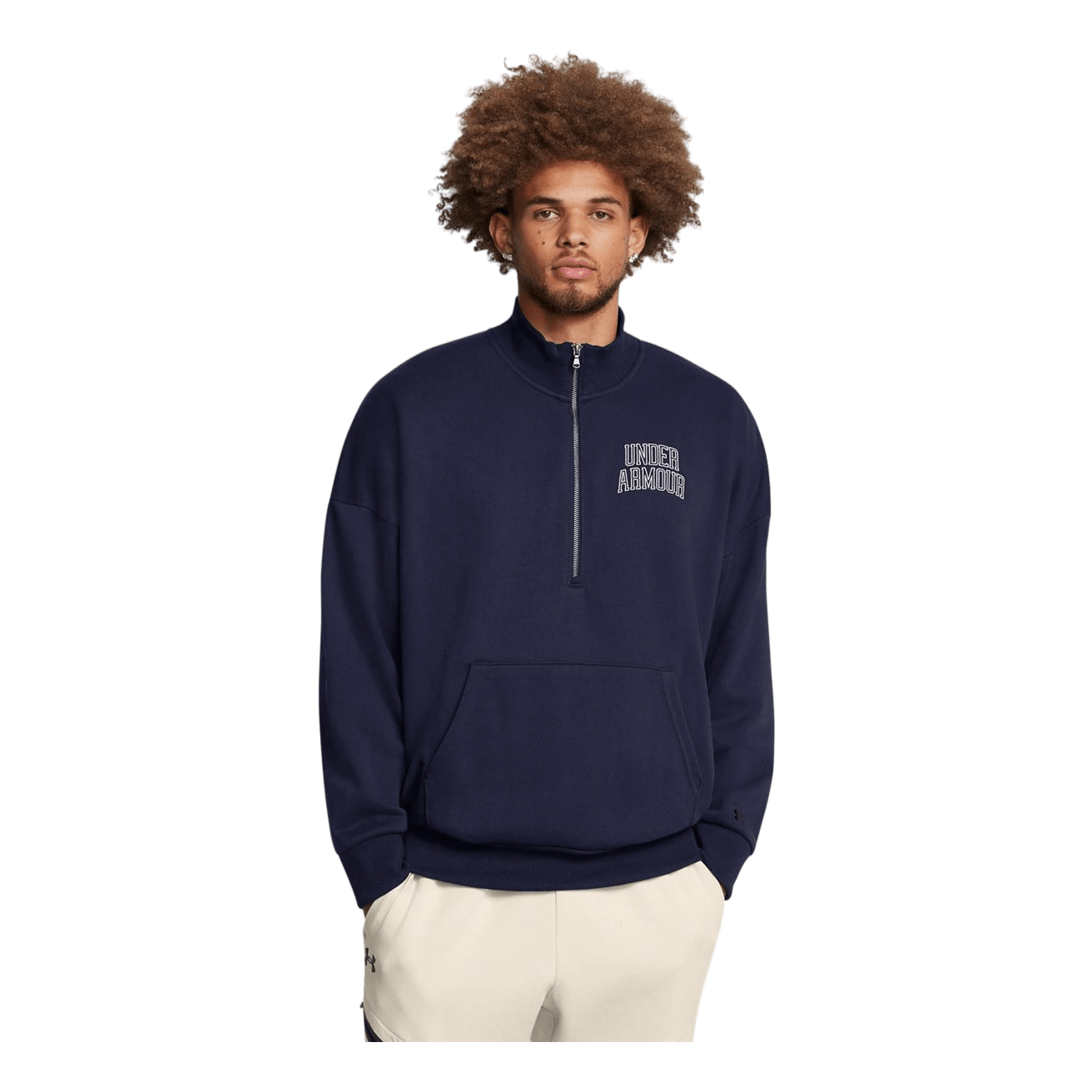 Ua Icon Hwt Terry Os 1/2 Zip Midnight Navy