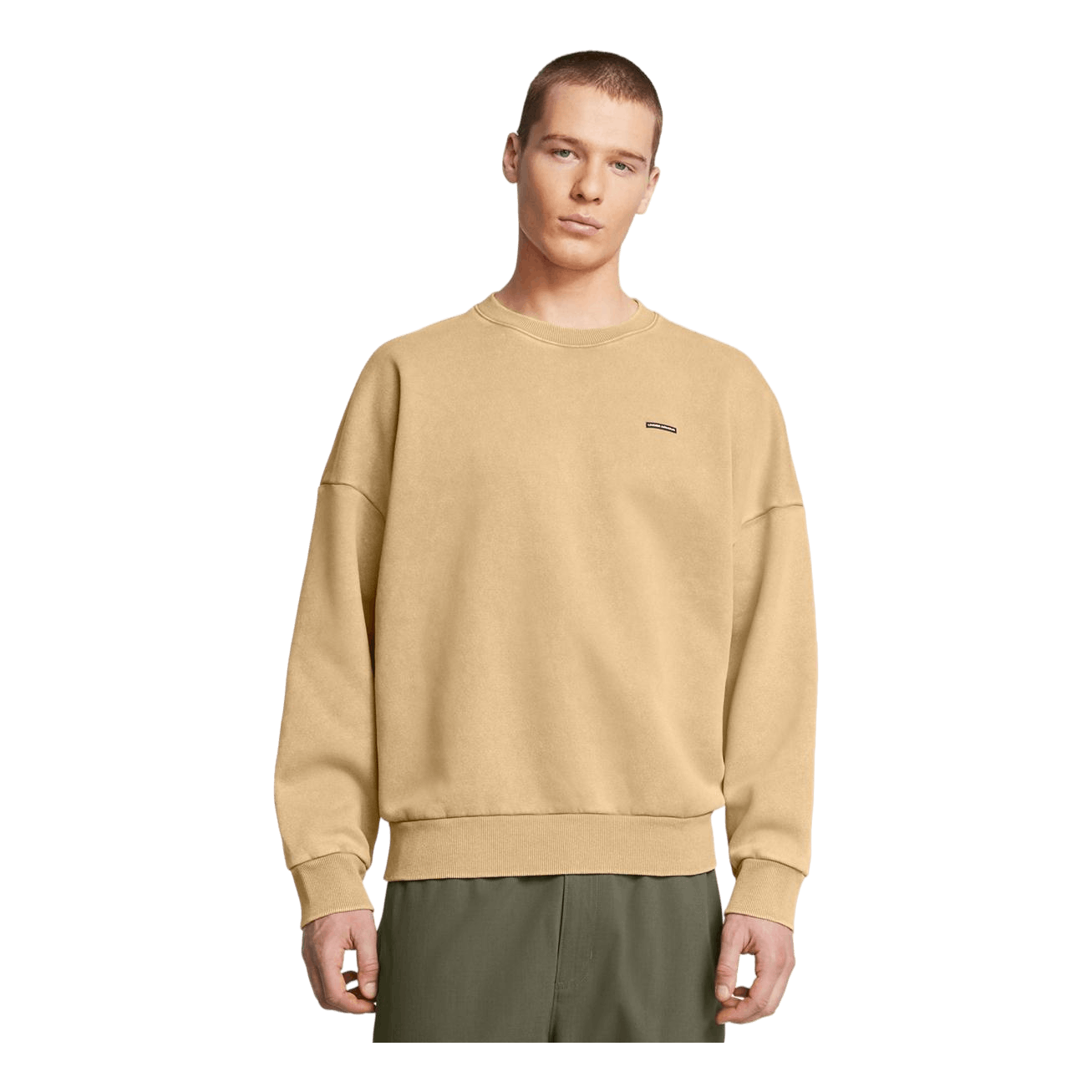 Ua Icon Hwt Flc Wash Os Crew Camel