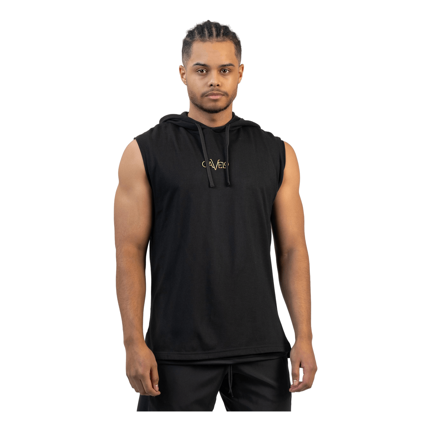 Power Sleeveless Hoodie Black&gold