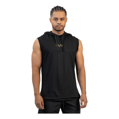 Power Sleeveless Hoodie Black&gold