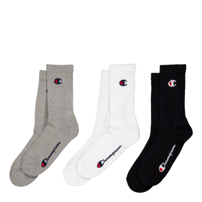 3pk Crew Socks Gray Melange Light