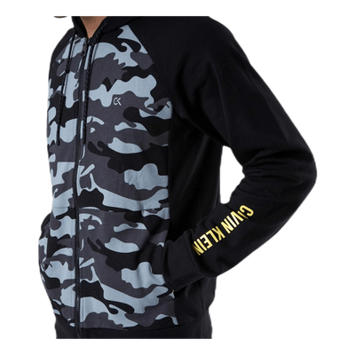 Full Zip Hooded Jacket  Patterned/Black