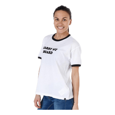 Carry My Board Ringer Tee White/Black