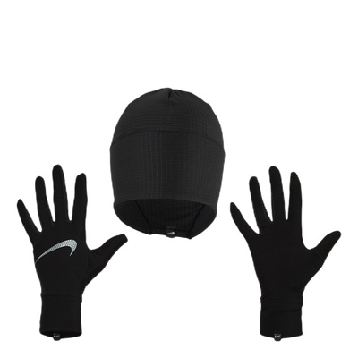 Essential Running Hat And Glove Set W Black