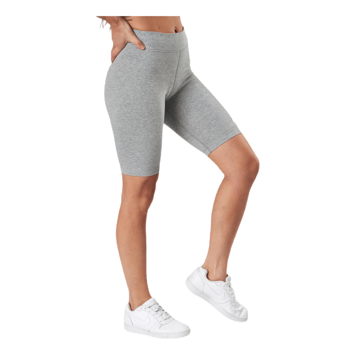 Sportswear Essential Women's Mid-Rise Bike Shorts DK GREY HEATHER/WHITE