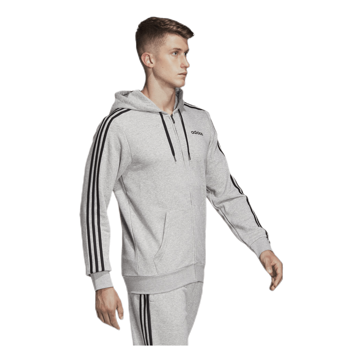 Essentials 3 Stripes Fullzip French Terry Medium Grey Heather / Black