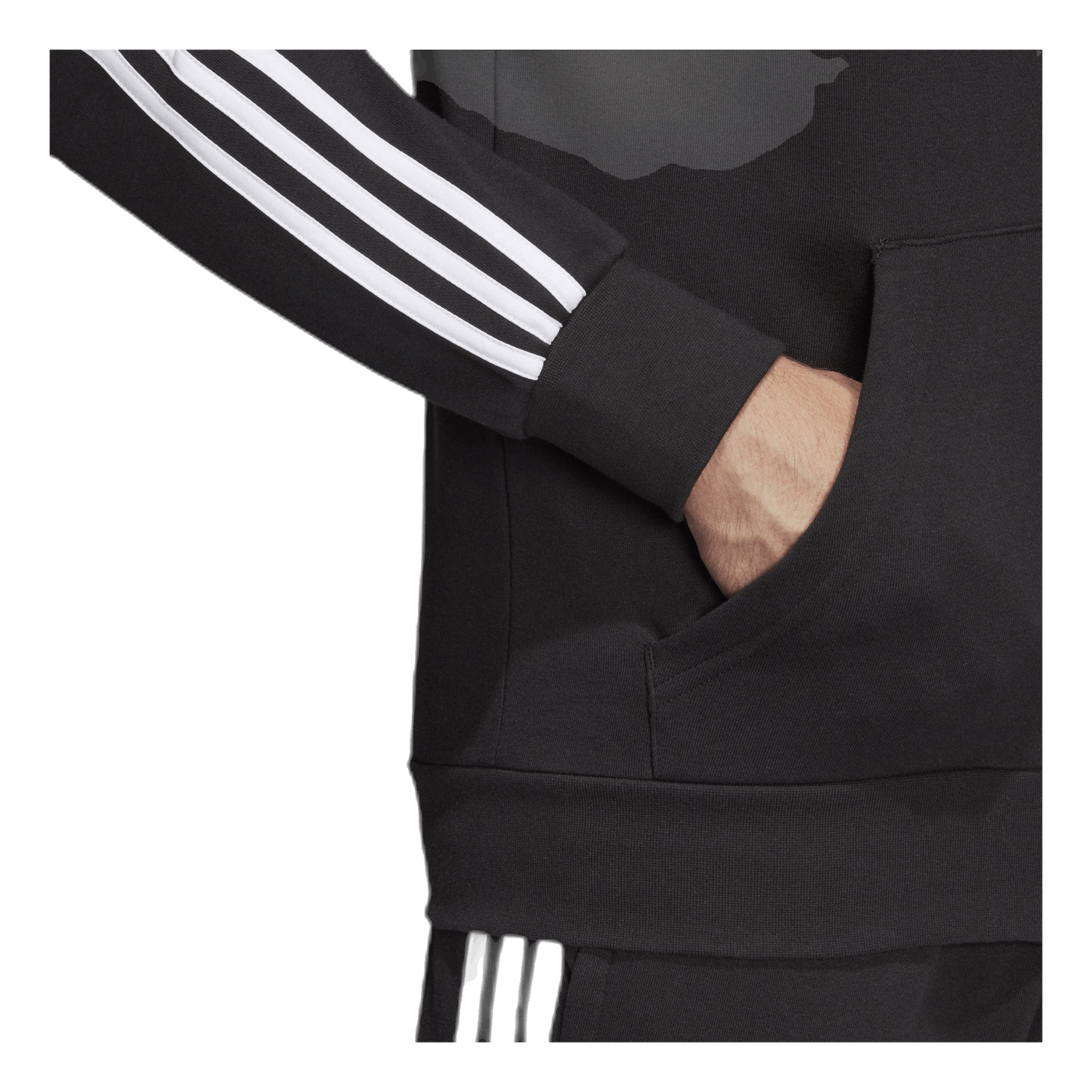 Essentials 3 Stripes Fullzip French Terry Black / White