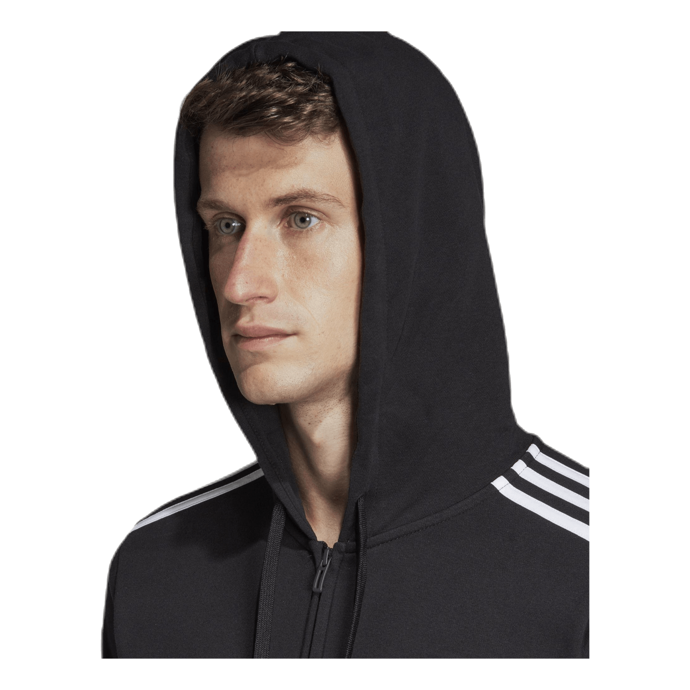 Essentials 3 Stripes Fullzip French Terry Black / White