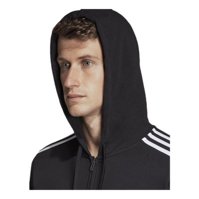 Essentials 3 Stripes Fullzip French Terry Black / White