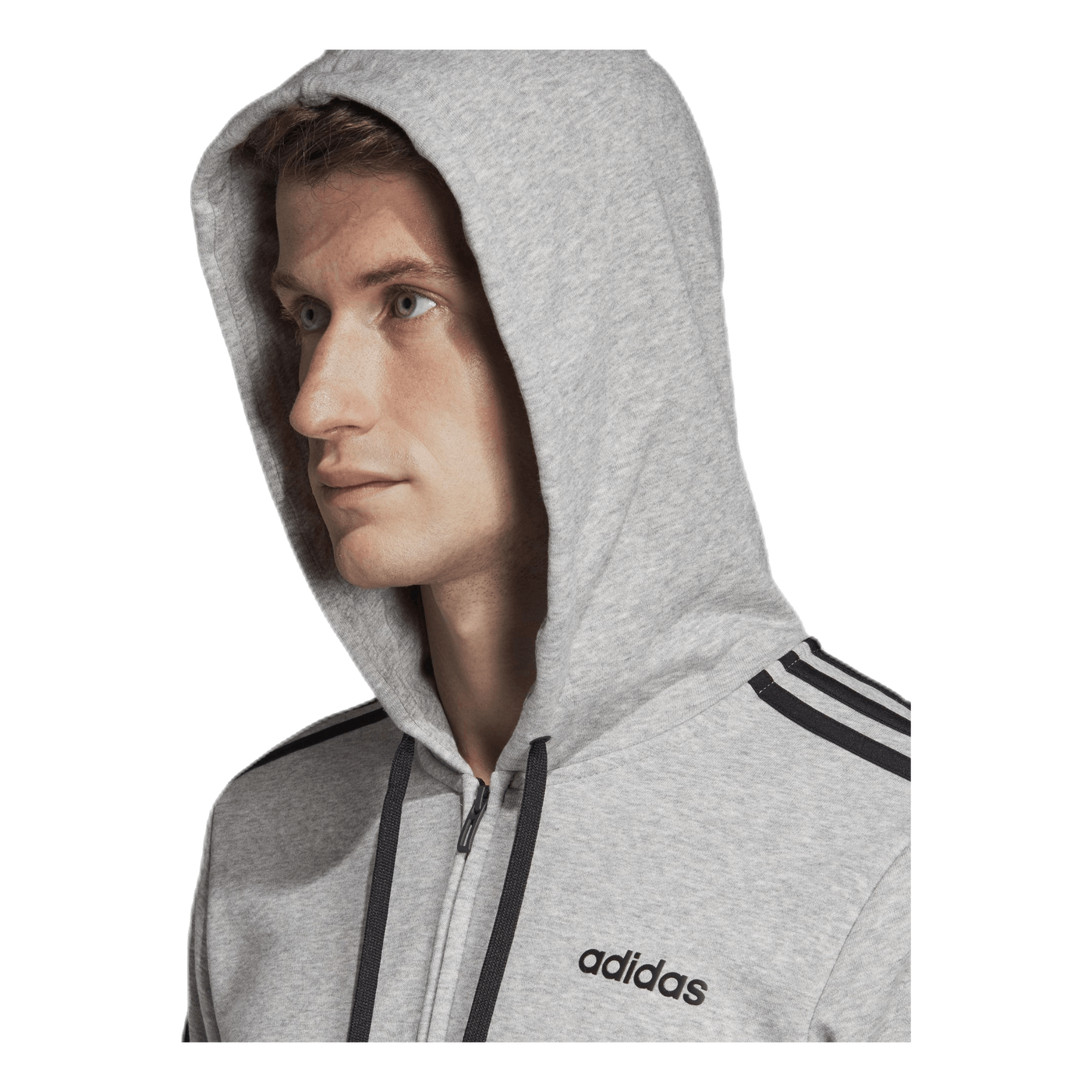 Essentials 3 Stripes Fullzip French Terry Medium Grey Heather / Black