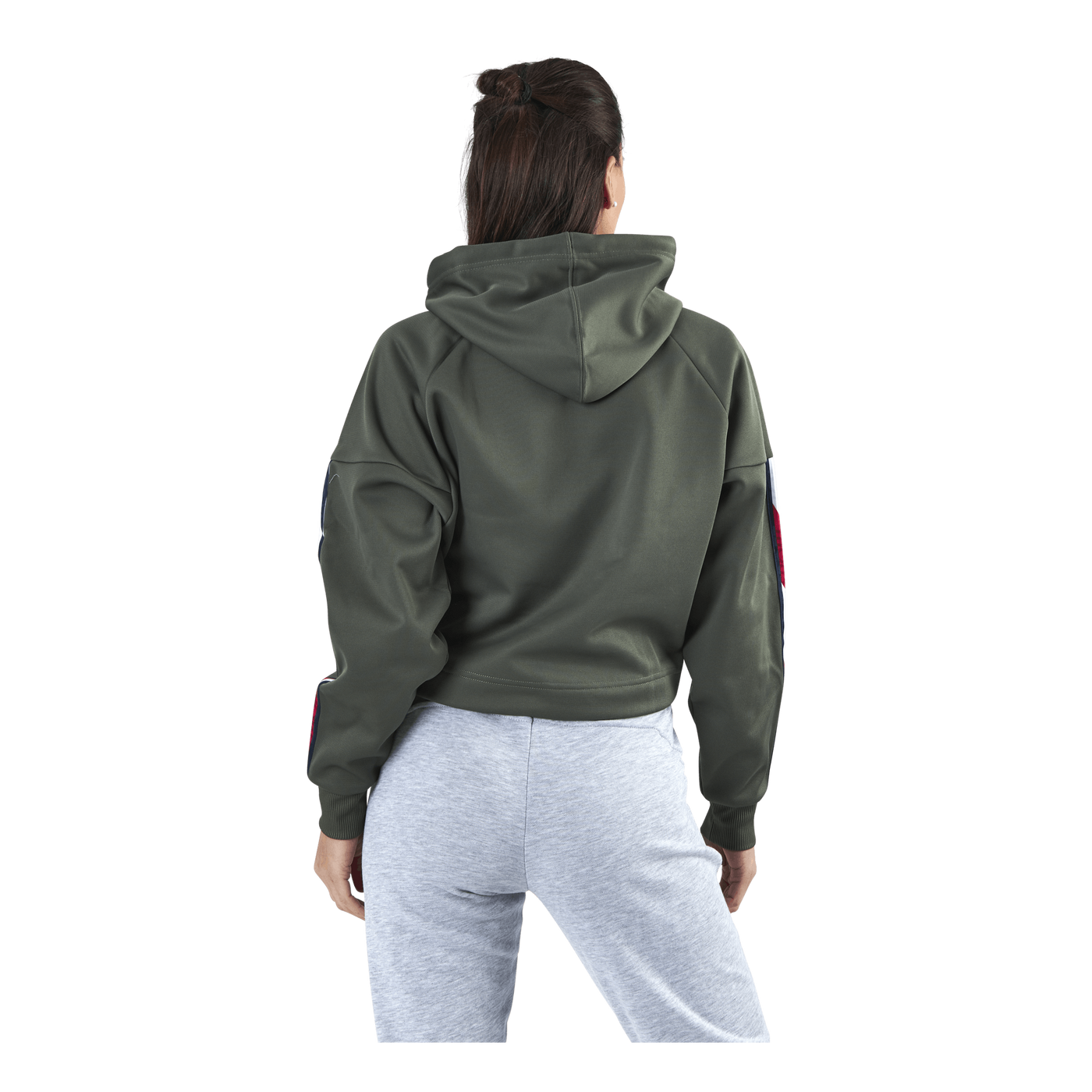 Hoody Cropped With Tape Green