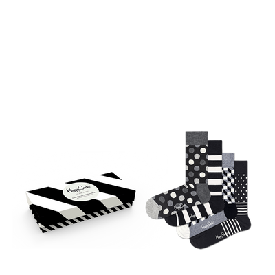 Classic Black & White 4-Pack Gift Box Patterned