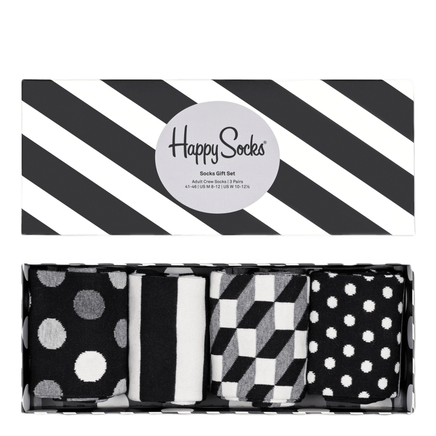 Classic Black & White 4-Pack Gift Box Patterned