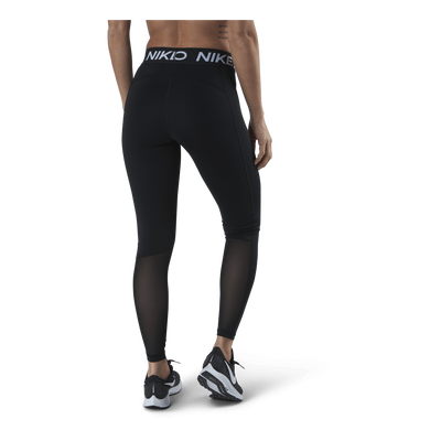 Nike Pro Women's Mid-Rise Mesh-Paneled Leggings BLACK/WHITE