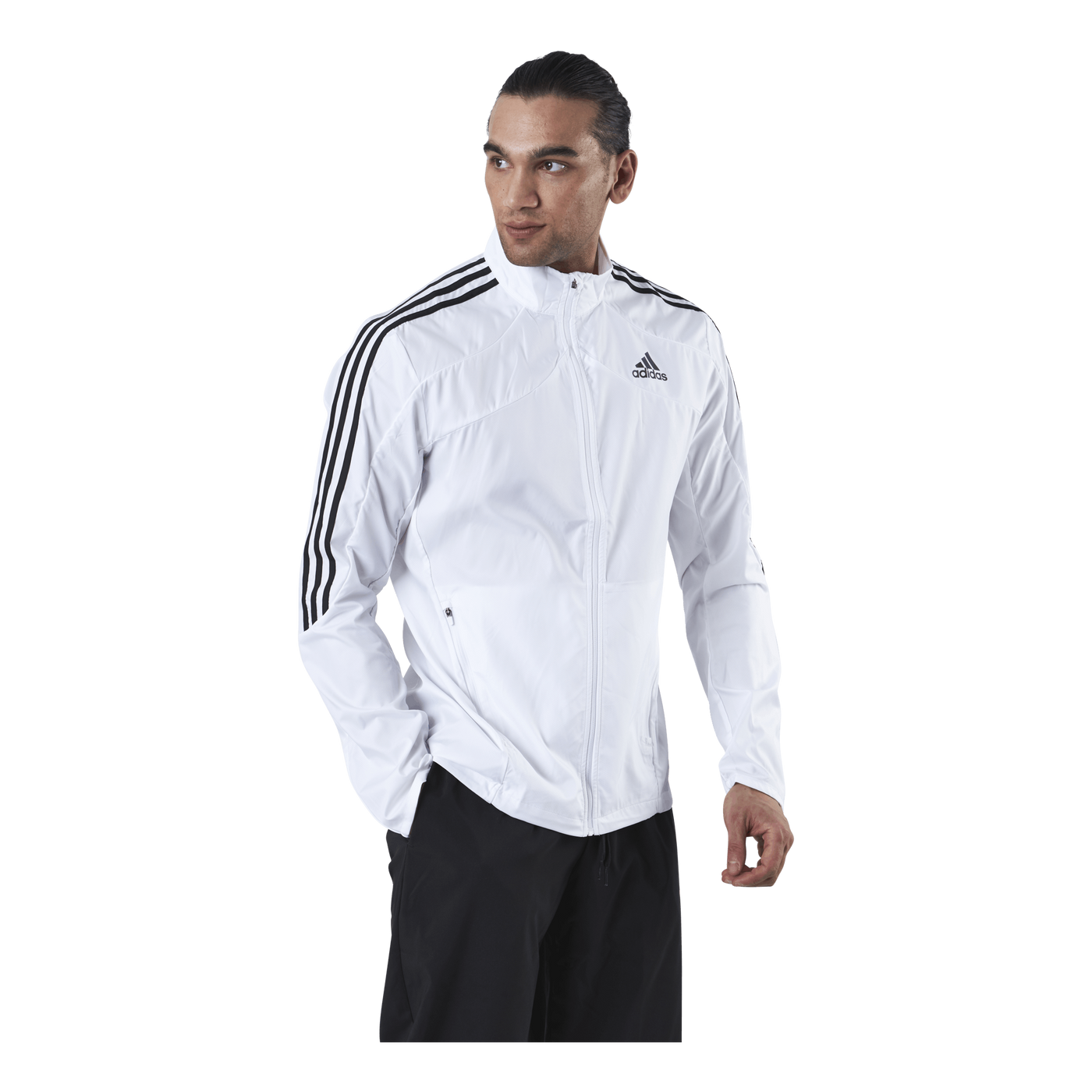 sød smag miste dig selv eksekverbar Adidas Marathon Jacket 3 Stripe Men White / Black – Runforest.com