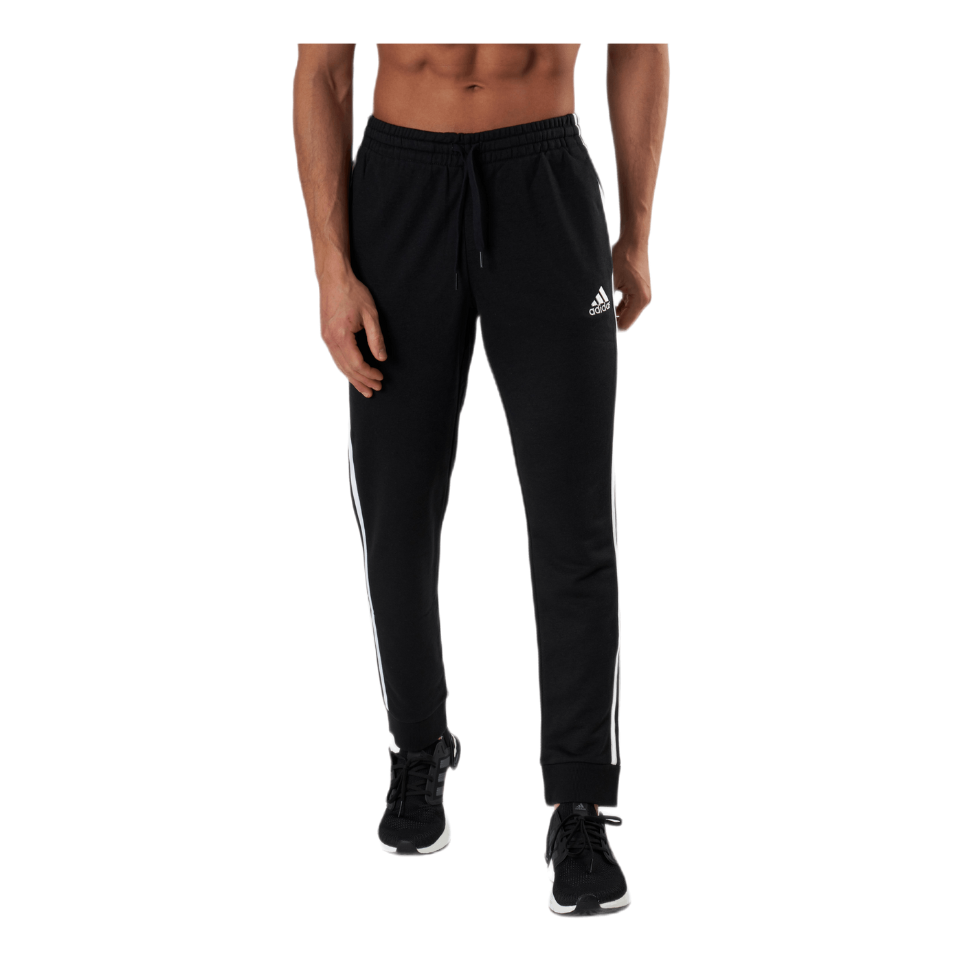 Essentials Tapered Cuff 3 Stripes Pants Black / White