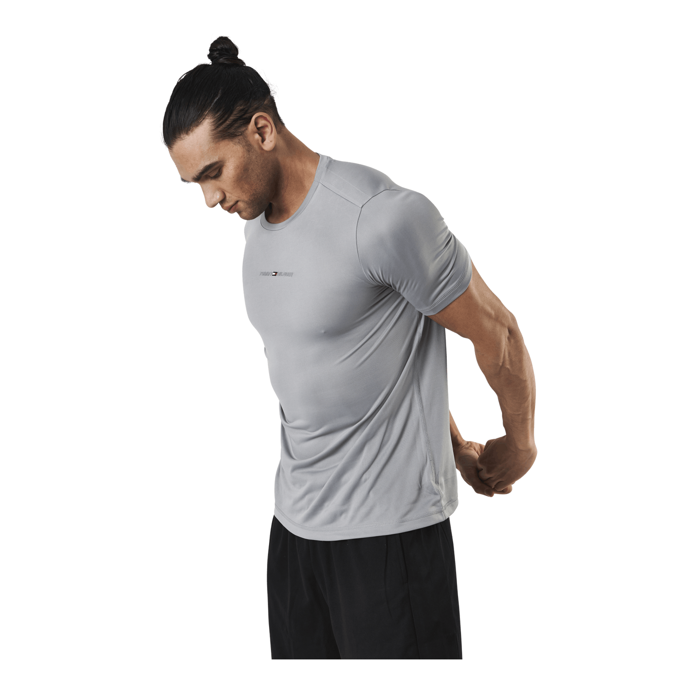 Shoulder Logo Slim Training Tee Silver