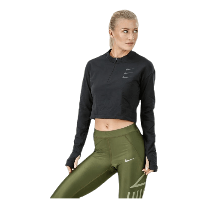 Running Division Warm Top Crop Black