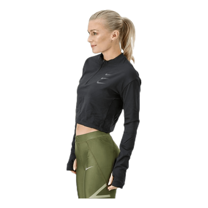 Running Division Warm Top Crop Black