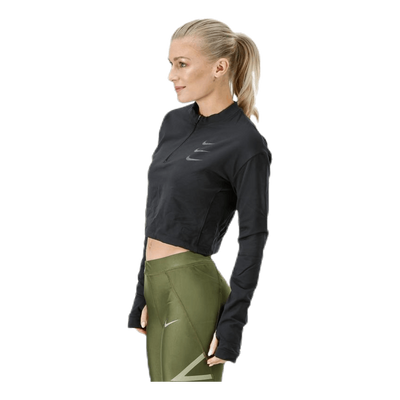 Running Division Warm Top Crop Black