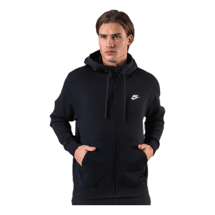 Sportswear Club Fleece Men's Full-Zip Hoodie BLACK/BLACK/WHITE