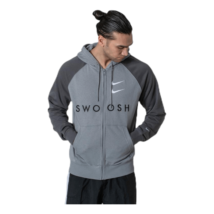 Nike double store swoosh hoodie grey