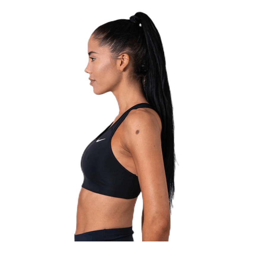 Swoosh Women's Medium-Support Non-Padded Sports Bra BLACK/WHITE/WHITE