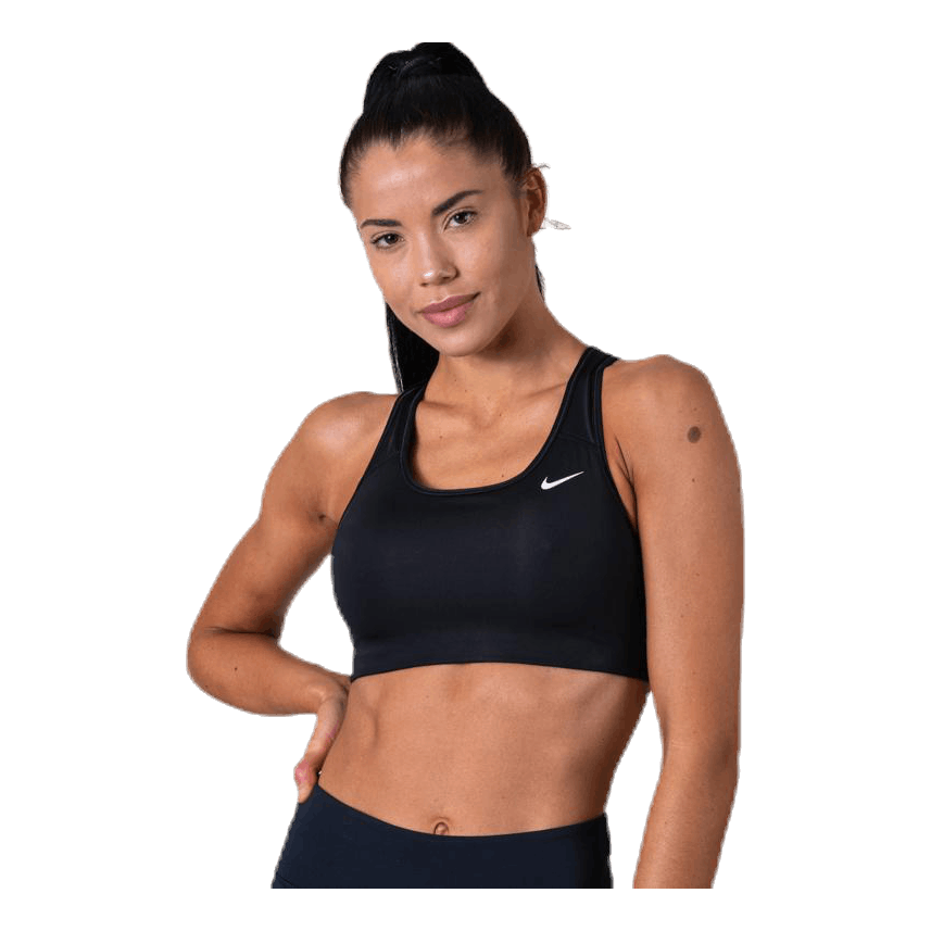 Swoosh Women's Medium-Support Non-Padded Sports Bra BLACK/WHITE/WHITE