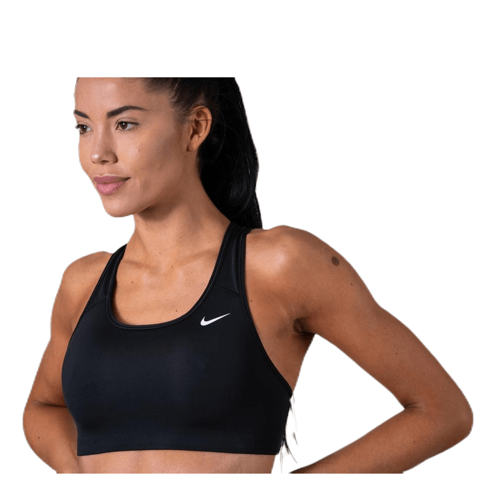 Swoosh Women's Medium-Support Non-Padded Sports Bra BLACK/WHITE/WHITE