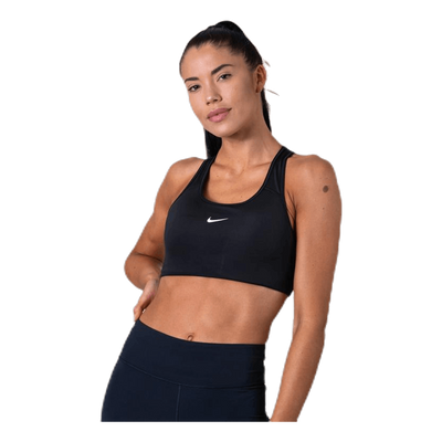 Swoosh Women's Medium-Support 1-Piece Pad Sports Bra BLACK/WHITE