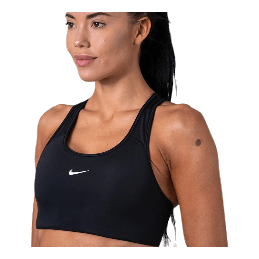 Swoosh Women's Medium-Support 1-Piece Pad Sports Bra BLACK/WHITE