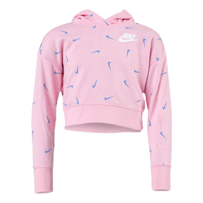 Swooshfetti Crop Hoodie Junior Pink/Blue